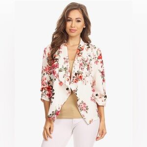 Lightweight floral blazer cardigan 3/4 sleeves